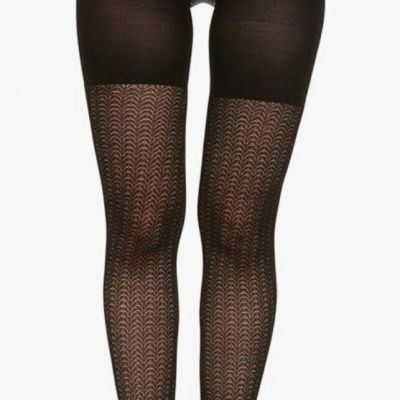 Spanx Assets Shaping Tights Textured - Size 1 Wish Bone Black Sara Blakely (227)